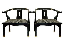 Black Lacquer Ming Style Arm Chairs Pair Chair Armchair Club Chairs