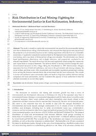Pdf Risk Distribution In Coal Mining Fighting For Environmental Justice In East Kalimantan Indonesia 3