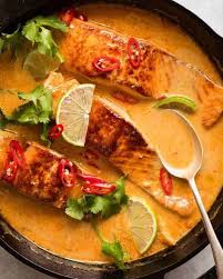 Poached Salmon In Coconut Lime Sauce Recipe Poached Salmon Lime Sauce Salmon Recipes