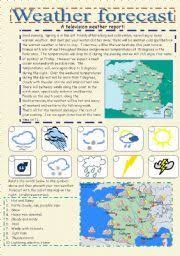 English Worksheet Weather Forecast Weather Forecast Weather For Kids Forecast