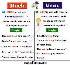 Much Vs Many What Are The Differences Esl Forums Learn English Words Learn English English Writing Skills