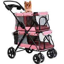 Wingoffly Double Deck 4 Wheels Pet Dogs Cats Stroller With Cup Holder Sincerely Hope You Actually Like Our Picture T Cat Stroller Dog Stroller Pet Stroller