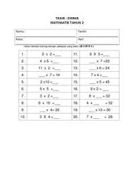 Latih tubi matematik tahun 2. 15 Lembaran Kerja Matematik Ideas Matematik Bahasa Melayu Nama