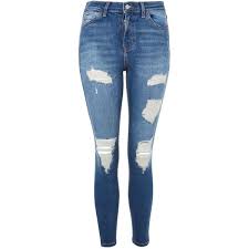 Topshop Moto Mid Blue Super Rip Jamie 240 Ron Liked On Polyvore Featuring Jeans To High Waisted Distressed Jeans Blue High Waisted Jeans Blue Ripped Jeans
