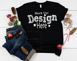 Christmas Shirt Mockup Bella Canvas 3413 Black Triblend Etsy Clothing Mockup Shirt Mockup Free Packaging Mockup