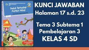Alternatif kunci jawaban tema 3 kelas 5 halaman 12, 13, 16, 17 ini bisa digunakan orangtua saat mendampingi anak belajar di rumah. Kunci Jawaban Tema 3 Subtema 1 Pembelajaran 3 Halaman 17 23 Kelas 4 Sd Youtube