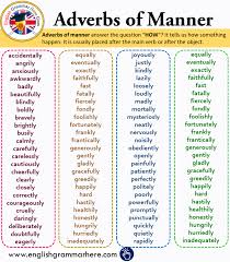 Adverbs of time and definite frequency say when or how often something happens. Adverbs Of Manner List And Example Sentences English Grammar Here English Vocabulary Words Learn English Words English Grammar