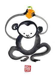 Monkey Chinese Zodiac Happy New Year Of The Monkey 2016 Sumi Zen Painting Zen Decor Japan Illustrat Year Of The Monkey Zen Painting Happy Chinese New Year
