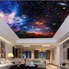 3d Blue Night Sky Stars Wall Or Ceiling Wallpaper Custom Mural Bedroom Wallpaper Galaxy Ceiling Murals Star Ceiling