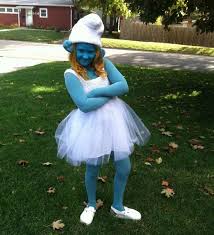Lots of work went into this costume and it has definitely paid off because she looks exactly like the little creatures from the cartoons. 17 Diy Smurf Costume Ideas Smurf Costume Smurfette Costumes Smurfette