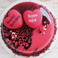 Heart Shape Chocolate Birthday Cake For Mom Create Name On Cake Decorated With Hearts Rose Flavor Birthday Name Cake For Love With Hea Happy Birthday Love Cake Special Birthday Cakes Happy Birthday Cakes