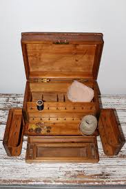 Wood Sewing Box Antique Vintage Sewing Box Sewing Box Wooden Sewing Box