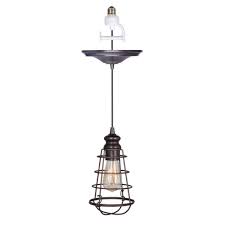 Worth Home Products Instant Pendant 1 Light Recessed Light Conversion Kit Brushed Bronze Wire C Recessed Light Conversion Kit Recessed Can Lights Pendant Light