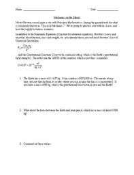 Gravitational theory and weightlessness in space. Newton S 2nd Law Universal Gravitation Worksheet Tpt