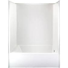 Moen nebia by moen hand shower and rainshower combo in matte black (11). Ella Standard 60 In X 33 In X 81 In 1 Piece Subway Tile Bath And Shower Kit With Right Drain In White Tx6032sttsr Wh The Home Depot