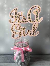 It S A Girl Cake Topper Leopard Cheetah Animal Print Baby Etsy Baby Shower Girl Decorations Pink Girl Baby Shower Decorations Printed Baby Shower