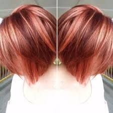 This color will accentuate the peach and gold tones in women with warmer skin tones. Rose Gold Short Red Hair With Blonde Highlights