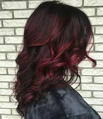 Dark Red Highlights On Wavy Shoulder Length Hair Hair Styles Brown Curly Hair Lavender Hair Ombre