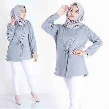Peplum dengan pita melingkar yang model atasan brokat muslim modern. Atasan Wanita Remaja Model Cardigan Lengan Panjang Fashion Muslim A17 Shopee Indonesia