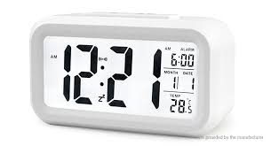 The minute and hour hands are white in color, that contrast the black face of the clock very well. 7 56 Free Shipping Modern Large Display Digital Alarm Clock Desk Table Clock White At M Fasttech Com Fasttech Mobile