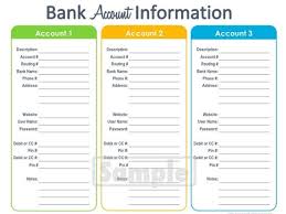Bank Account Information Printable Fillable Personal Finance Organizing Pdf Instant Download Finance Organization Printables Finance Organization Personal Finance Organization