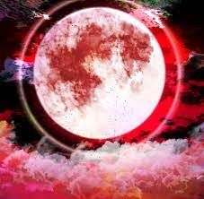 背景】赤い月 | 七三ゆきのアトリエ
