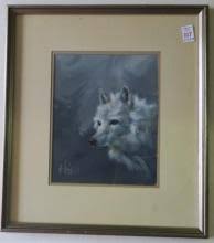 Sold at Auction: Painting of Artic Wolf Signed WAYNE FULCHER: