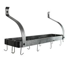 Premium collection 30 gourmet bookshelf wall rack with curved arm and 12 hooks in brushed copper, 30''w x 9''d x 14''h. Enclume Handcrafted 36 In Gourmet Bookshelf Wall Rack With Curved Arm With 12 Hooks Hammered Steel Pr8bc 36 Hs The Home Depot