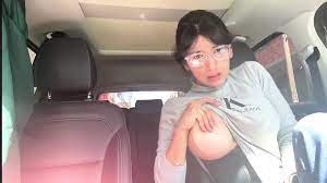 Flashing boobs in car
