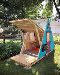 My Kids A Frame Playhouse Designed And Built By Me Diy From Start To Finish East Wall Opens Into An Awning For Mor Play Houses Backyard Playground Backyard