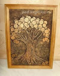 как сделать рамку для фото своими руками из дерева Denezhnoe Derevo Iz Monet Sdelaj Sam Idei Dlya Tvorchestva Diy Ideas Tree Of Life Art Tree Art Coin Art