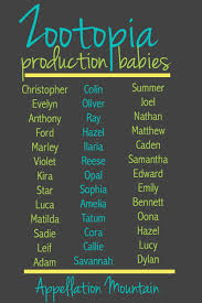 Zootopia Production Babies March 2016 Appellation Mountain Baby Girl Names Baby Names Baby Name List