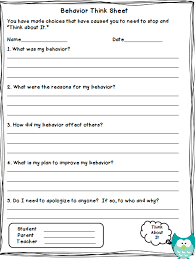 Pin By Stephanie Litteken On All Things Teaching Behavior Reflection Think Sheet Classroom Behavior