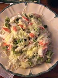 Easy & delicious crab salad recipe. Loaded Baked Potatoes With Imitation Crab Meat Broccoli Mozzarella Cheese And Butter Loaded Baked Potatoes Imitation Crab Meat Cooking