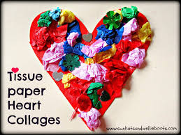 Place the lone folded heart you made earlier on a 5″ x 7″ (127 mm x 177.8 mm) piece of watercolor paper, and trace around it in pencil. Sun Hats Wellie Boots Tissue Paper Heart Collage Card For Valentine S Day