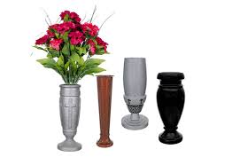 Cemetery silk flower daffodil red tulip daisy vase. Memorial Vases U S Metalcraft Inc