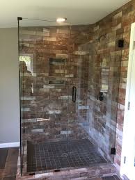 What to do with mosaic tile in shower? 20 Modern Bathroom Interior Design Ideas With Brick Wall Brick Tile Shower Bathroom Interior Design Rustic Bathrooms