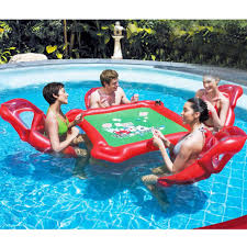 Inflatable Floating Card Table And 4 Chairs Poker Floats Set Crazy Pool Pool Accessories Inflatable Pool