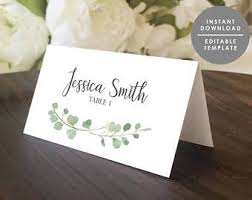 Greenery Place Card Template Printable Guest Name Card Folded Place Card Eucalyptus Ed Place Card Template Printable Place Cards Wedding Wedding Name Cards