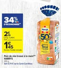 Offre Pain De Mie Tresse A La Main Harrys Chez Carrefour