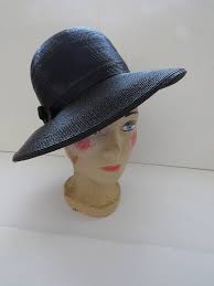 Vintage Womens Black Straw Bucket Hat With Wide Brim And Bow Easterhatsforwomen Trendy Hat Kentucky Derby Hat Black Straw Hat