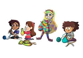 Knitting Sweater Party With These Gals Theowlhouse Gravityfalls Starvstheforcesofevil Am Cartoon Crossovers Disney Fan Art Star Vs The Forces Of Evil
