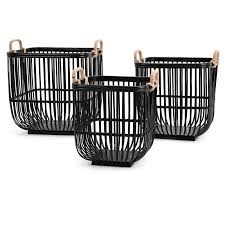 Imax Rit Decorative Basket Set Of 3 11912 3 In 2020 Basket Sets Basket Decoration Black Basket