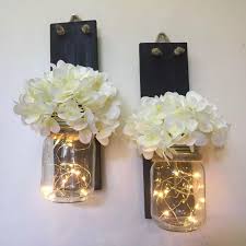 How to make an artificial flower arrangement in a wall sconce. Set Of Two Mason Jar Wall Sconces Rustic Home Decor Rustic Wedding Gift Wood Wall Candle Holders Haning Wall Sconce Vases Aliexpress