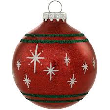 Merry Christmas 2022 Red Sparkle Glass Ornament