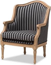 Black And White Striped Accent Chair Amazon Com Baxton Studio Charlemagne Traditional French Black And Grey Striped Accent Chair In 2020 Stripe Accent Chair French Accent Chairs Grey Stripe Accent Chair