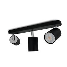 5er set led deckenstrahler einbaustrahler timo 230volt 5.0watt einbauleuchten. Led Deckenstrahler 3 Flammig Spotbalken Schwarz Schwenkbar Inkl 3x Led Gu10 6w Warmweiss