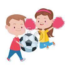 Social skills will benefit kids for the rest of their lives. Cute Little Kids Playing Cheerleader And Soccer Wandsticker Design Wenig Lachelnd Myloview De