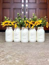 Mason Jar Centerpieces With Sunflowers Sunflower Wedding Decorations Mason Jars With Sunflowers Rustic Sunflower Decor Sets Of 4 Or 5 Sunflower Wedding Decorations Rustic Sunflower Wedding Sunflower Wedding