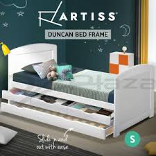 Artiss Bed Frame Single Wooden Timber Trundle Mattress Base Daybed Kids Ebay Use it as day or guest bed. details about artiss bed frame single wooden timber trundle mattress base daybed kids